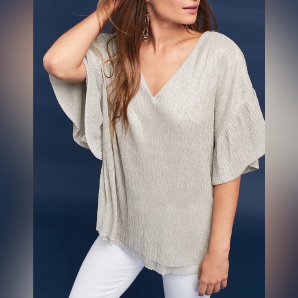 Anthropology Virginia Vanessa Ruffled Metallic Top